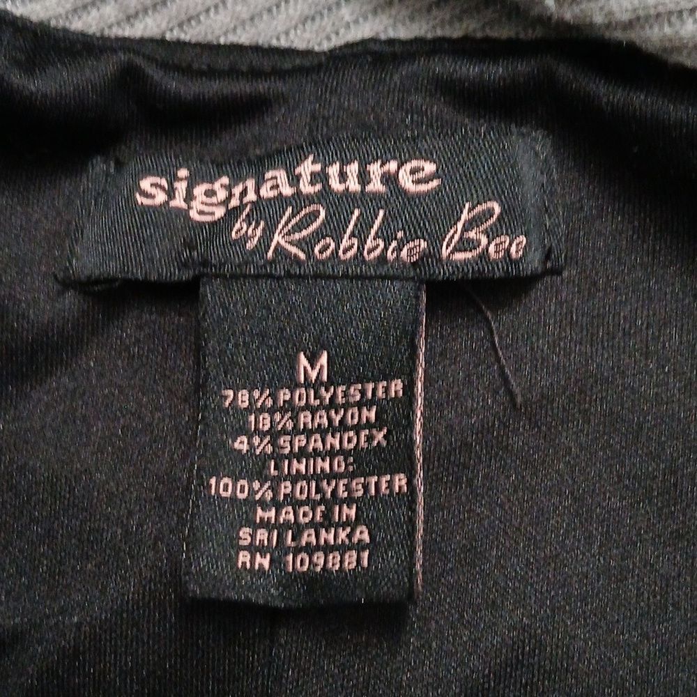 Signature by Robbie Bee gray ribbed gathered short sleeve cowl collar dress Sz M - Picture 9 of 9
